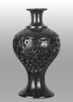 龙山黑陶年年有余花瓶