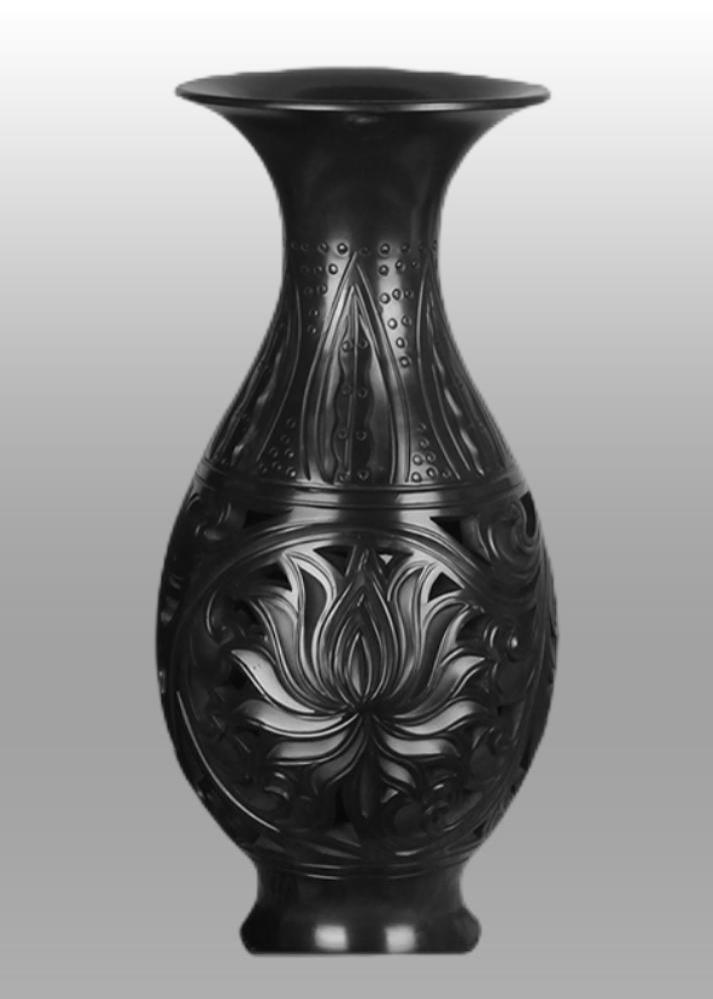 龙山黑陶琵琶花瓶