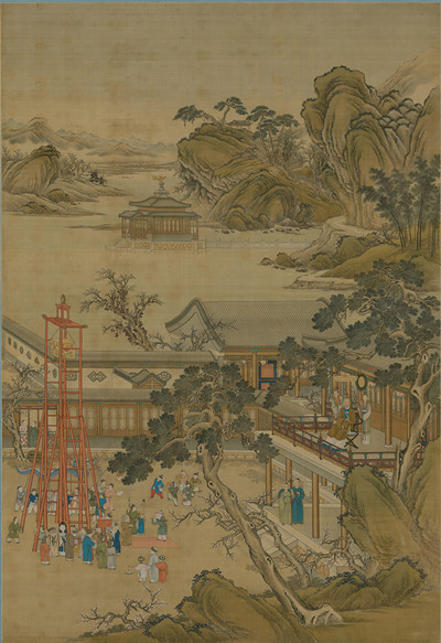 乾隆帝元宵行乐图轴.清代.佚名作.绢本设色