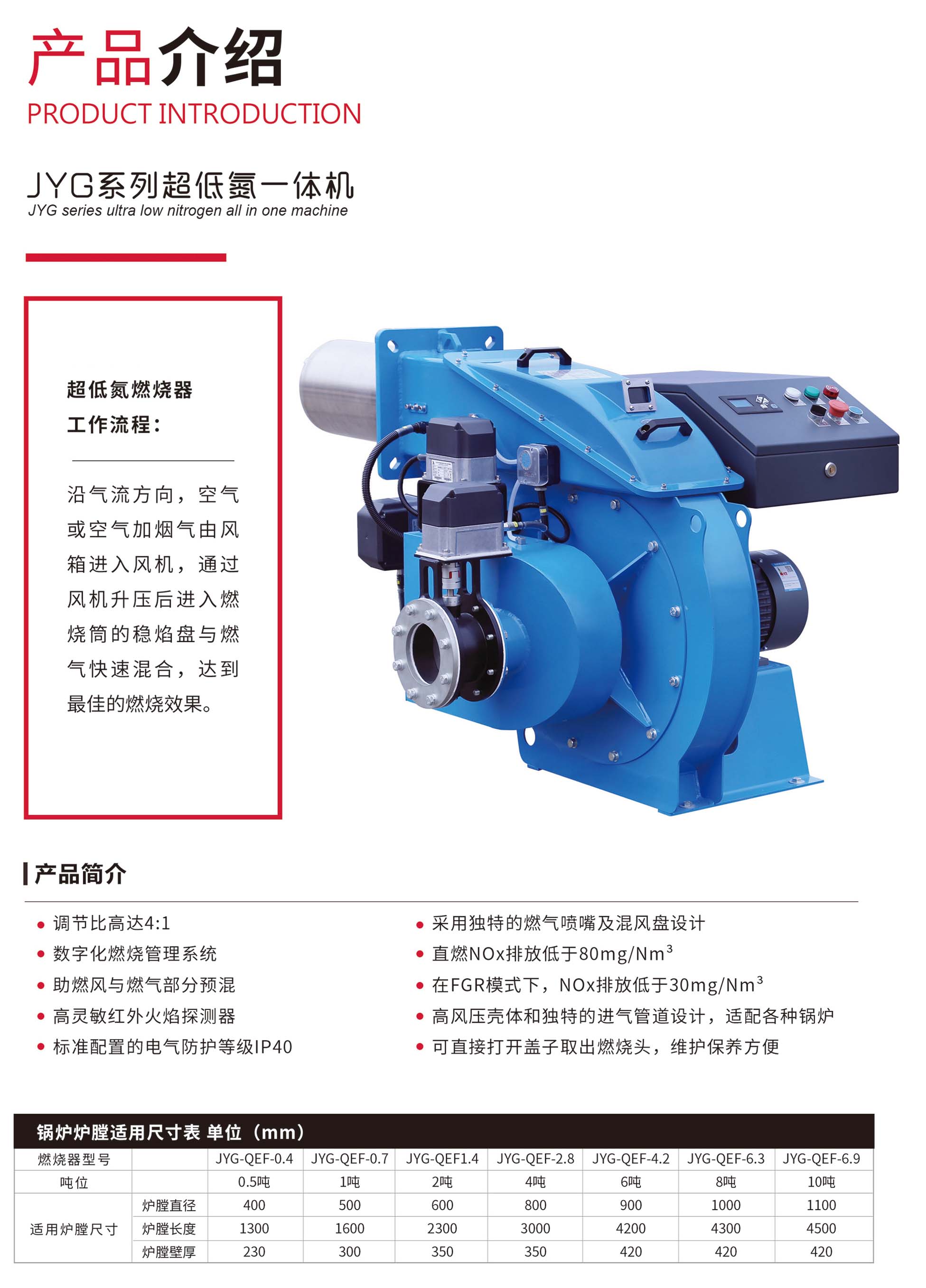 【0.5t-10t】超低氮天然气燃烧器一体机1