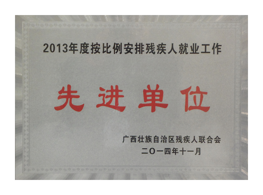 2013年度按比例安排残疾人就业工作先进单位