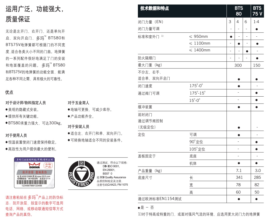 多玛地弹簧BTS80参数图