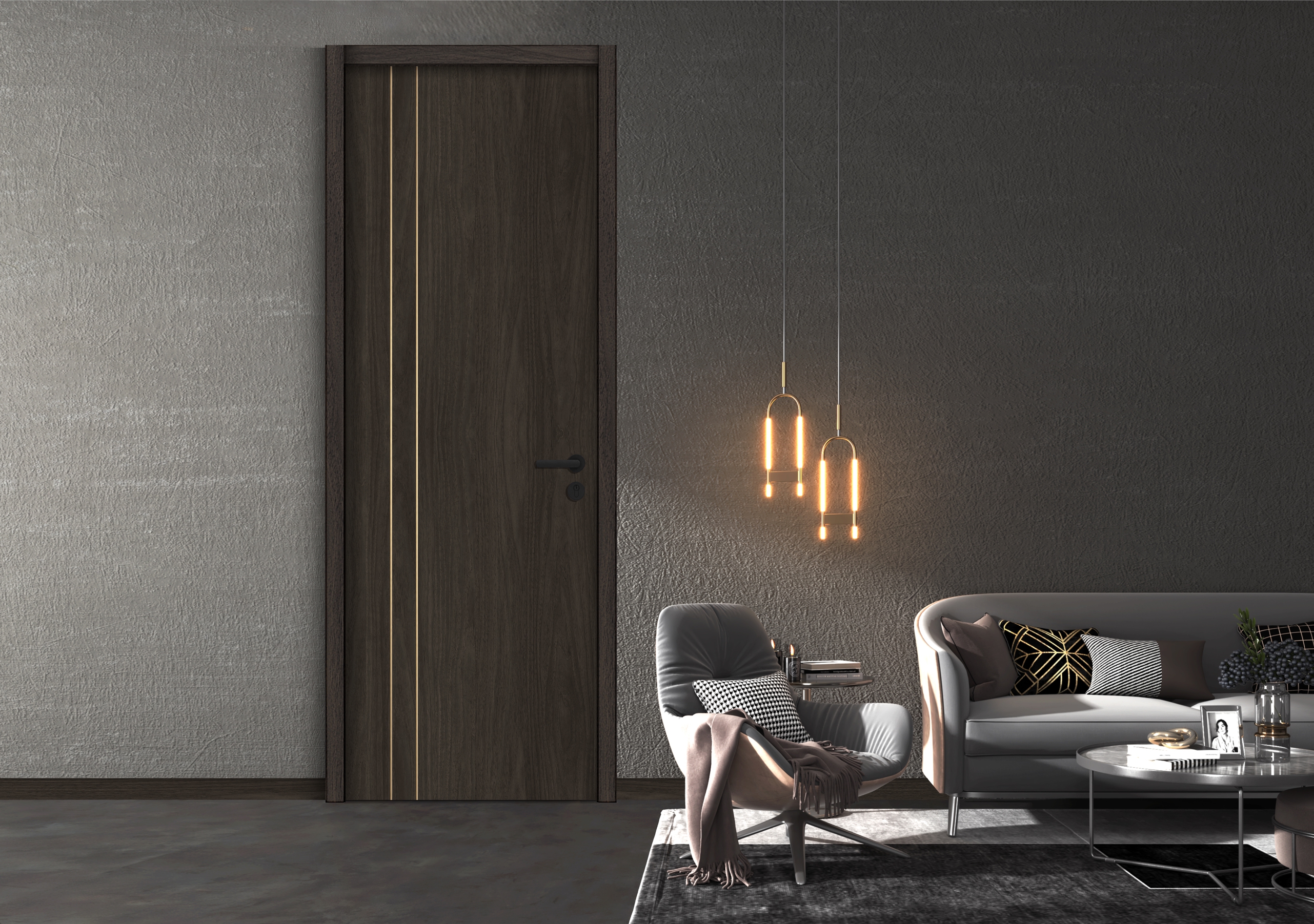 免漆金属线条门