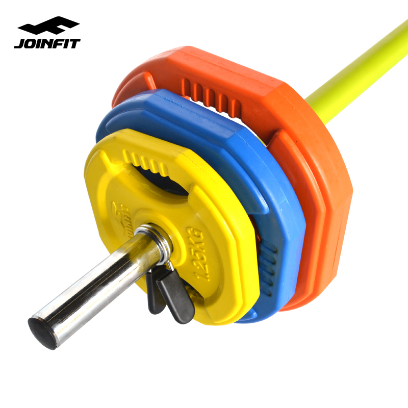 25kg铃片各二只,弹簧卡口二只以及杠铃杆一根,主要用于小力量训练颜色