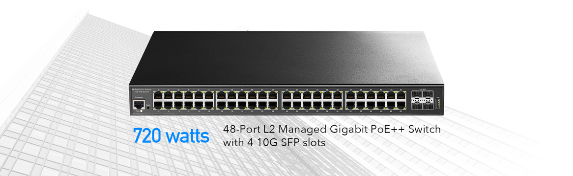 4-Port Layer 2 Managed Gigabit PoE Switch with 802.3bt Uplink