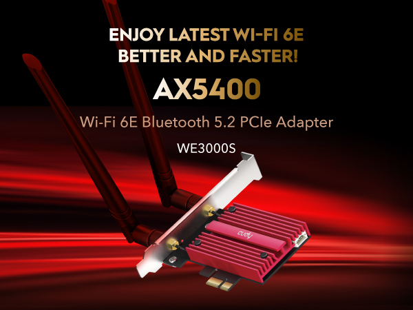 Cudy WE3000S Tarjeta de Red AX5400 Tri-Banda Wi-Fi 6E PCI Express