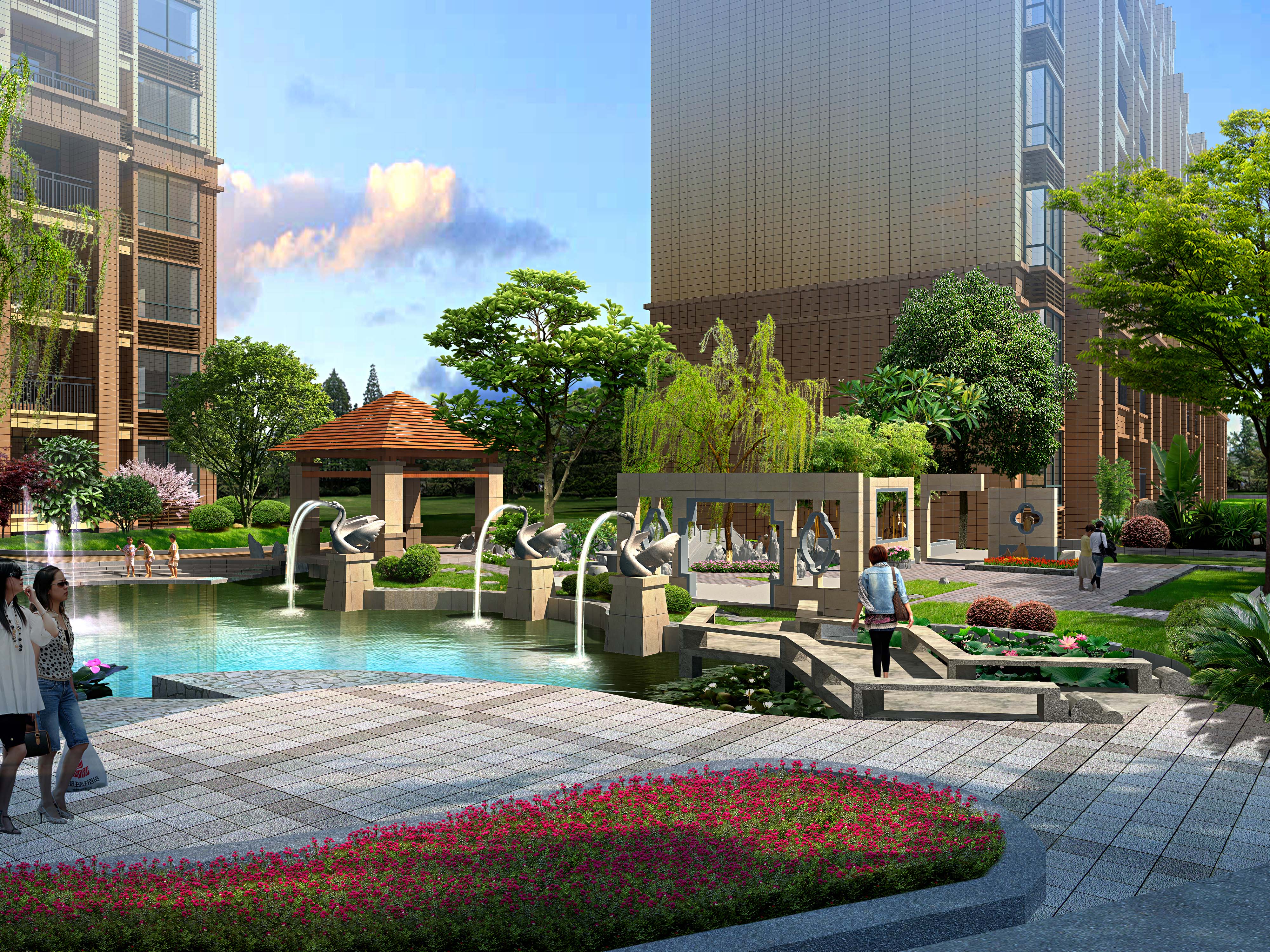 金域水岸小区园林景观绿化设计-河南匠臣建筑建筑设计有限公司