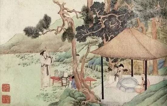 惠山茶会图-局部-明-文征明