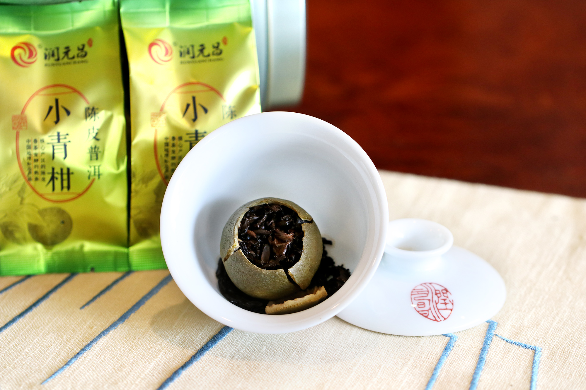 润元昌柑普茶清香小青柑叶底