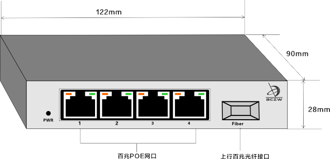 百兆1光4电POE交换机本初子午