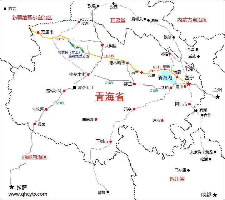 青海旅游地图