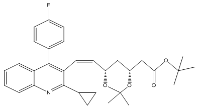 杂质对照品结构式-zzh07--4R,6S-6----1Z-2-环丙基-4--4-氟苯基-3-喹啉基-乙烯基--2,2-二甲基-1,3-二氧六环-4-乙酸叔丁酯-Z-匹伐-1