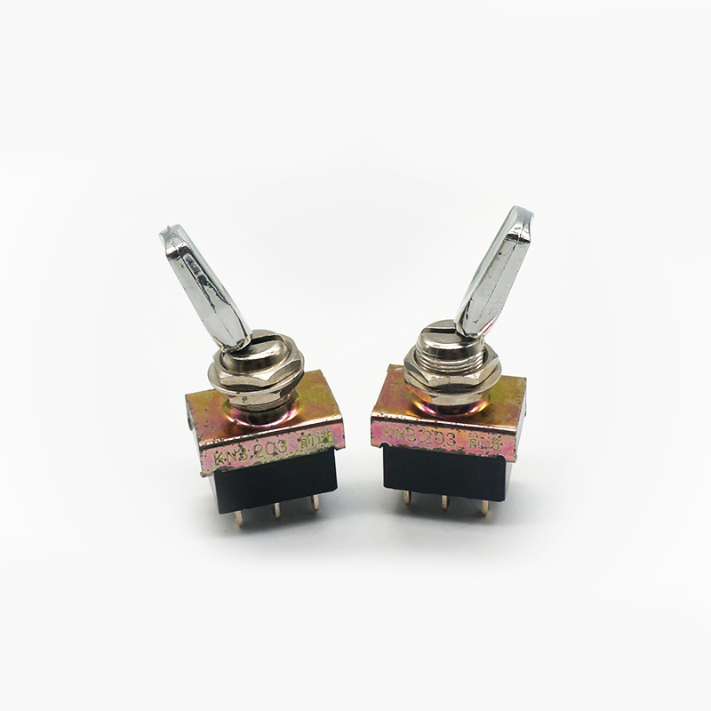 钮子开关kn3203a六脚三档钮子开关开孔12mm千洲