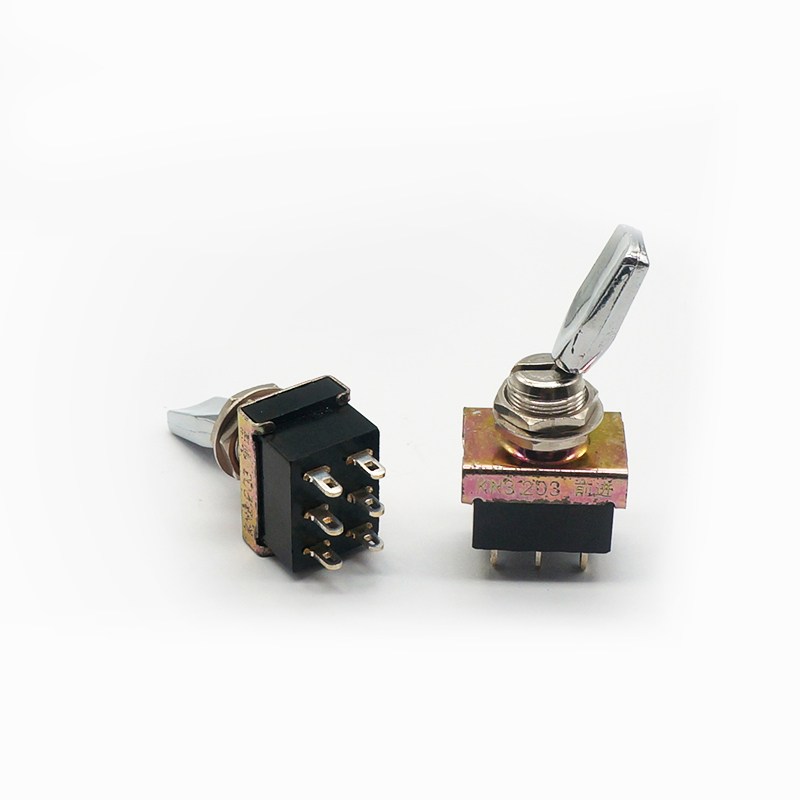 钮子开关kn3203a六脚三档钮子开关开孔12mm千洲