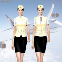 「夏季空姐服」批发定做空姐服夏季短袖套装厂家-米兰弘服装-4