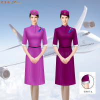 空姐连衣裙制服图片｜高铁乘务员中式立领连衣裙定做-米兰弘服装