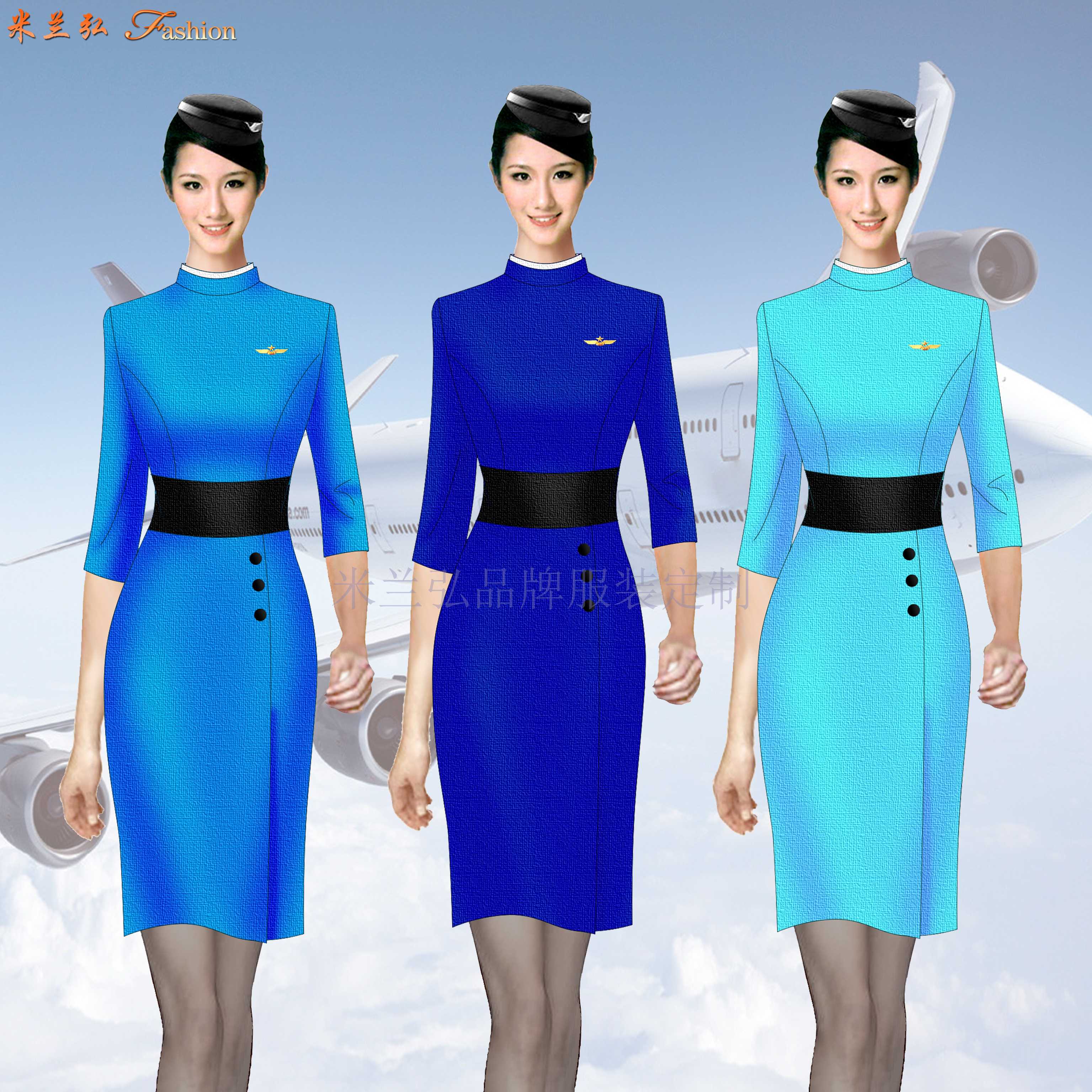 空姐服裙装订制定做空姐服连衣裙套装价格-米兰弘厂家-2