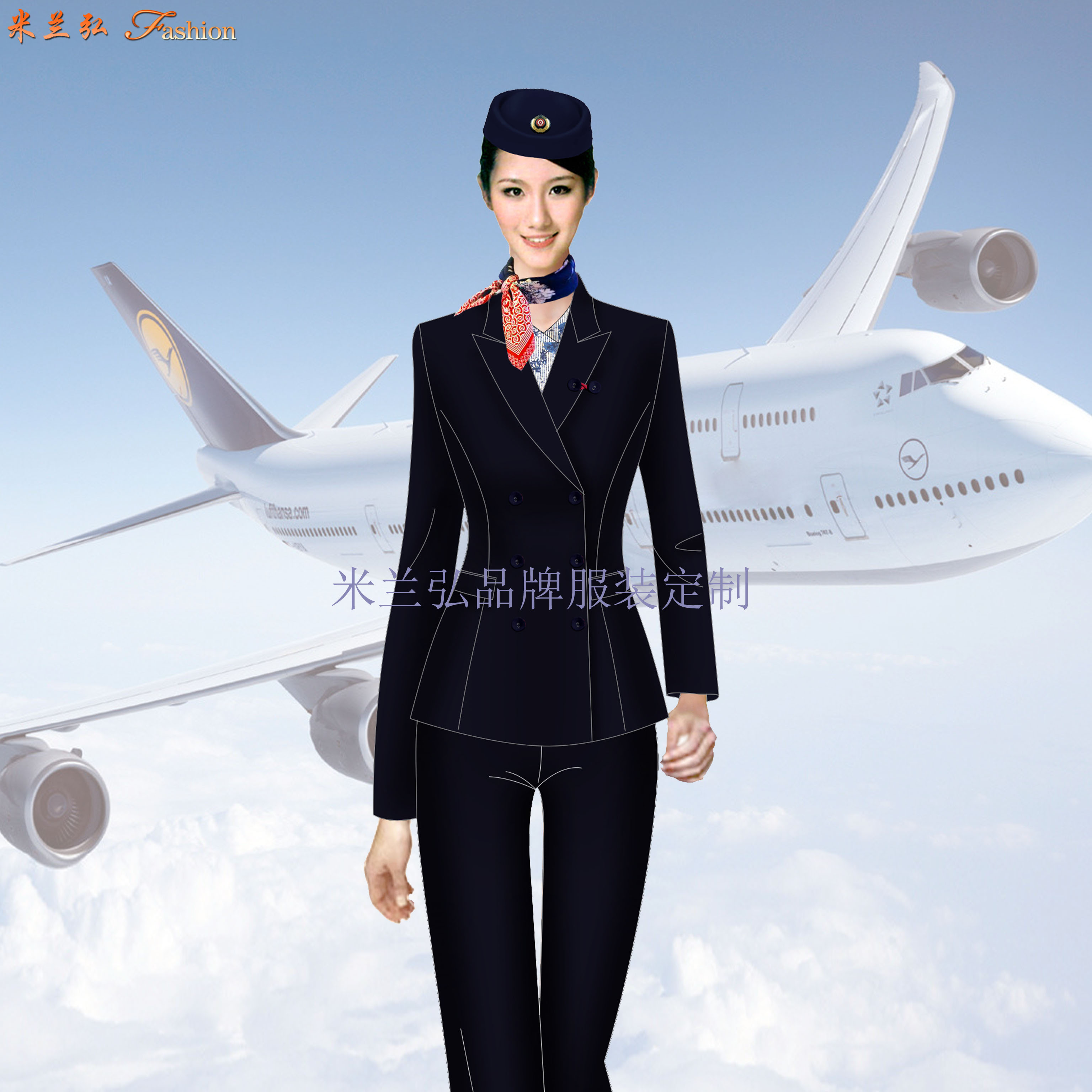 「北京空姐服装」北京航空空姐服装定制-米兰弘服装厂家：-3