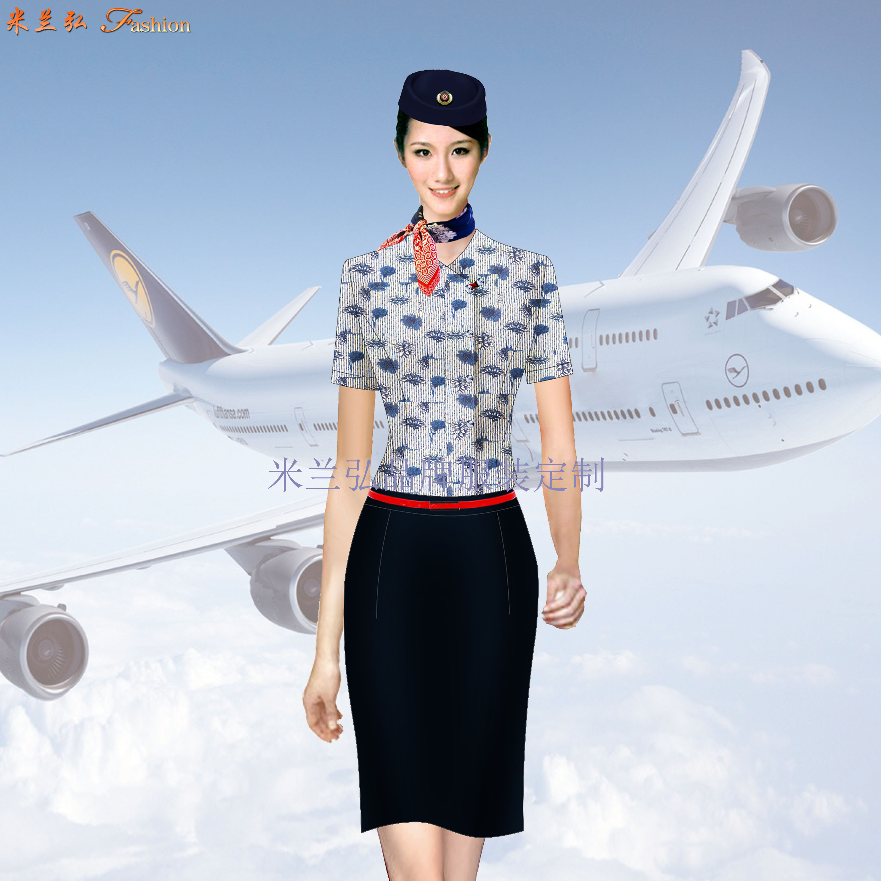 「北京空姐服装」北京航空空姐服装定制-米兰弘服装厂家：-5