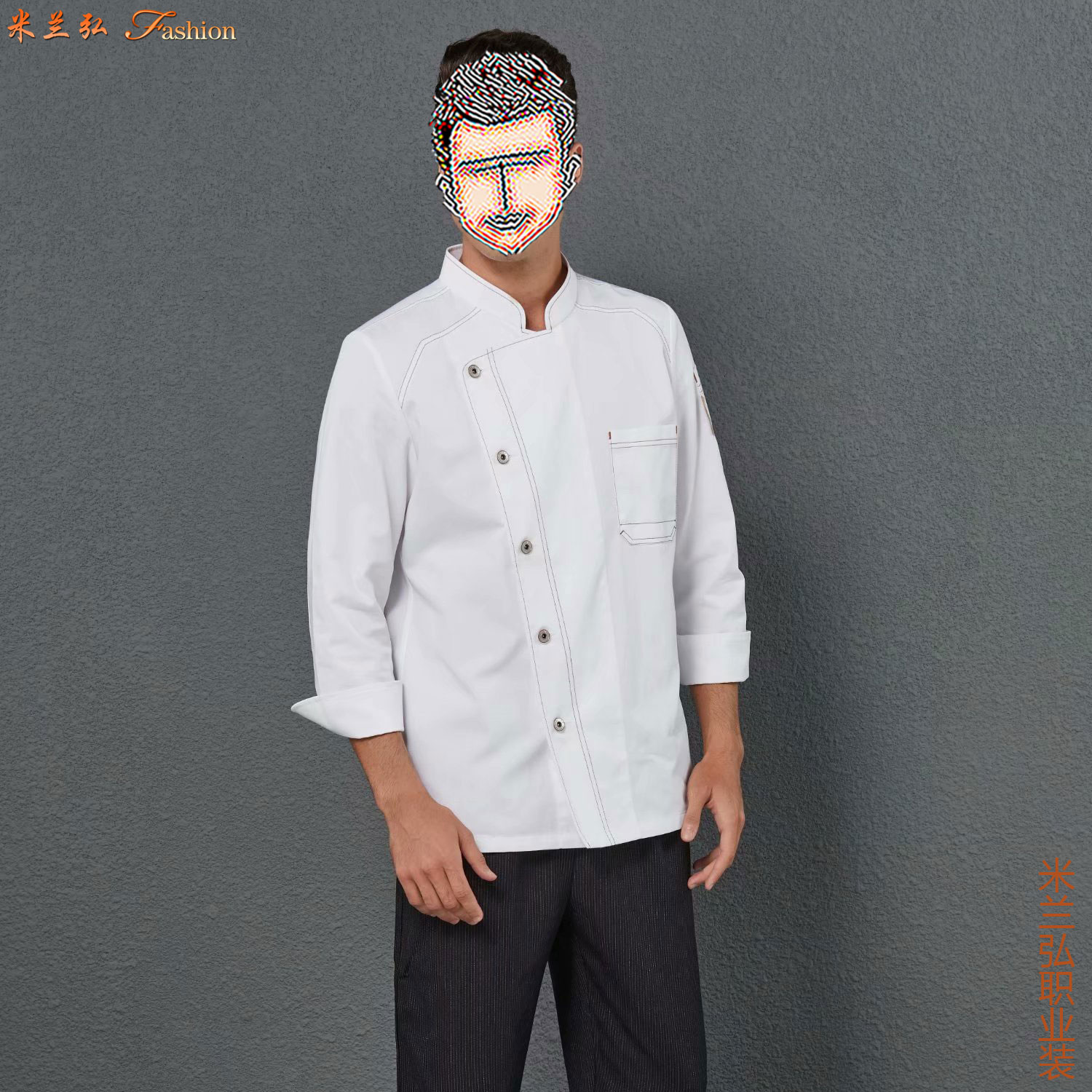 中式长袖厨师服图片3