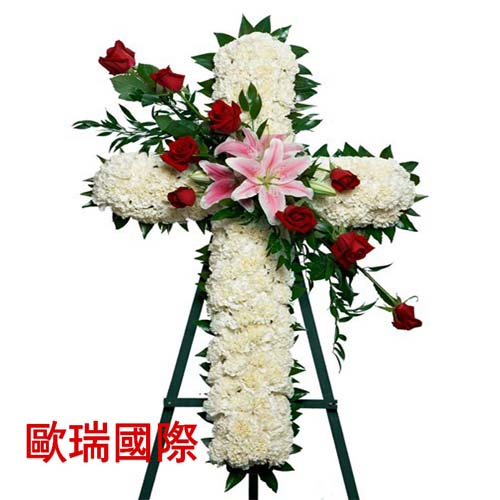 国际送花葬礼哀悼逝者白菊粉百合红玫瑰 欧瑞国际鲜花