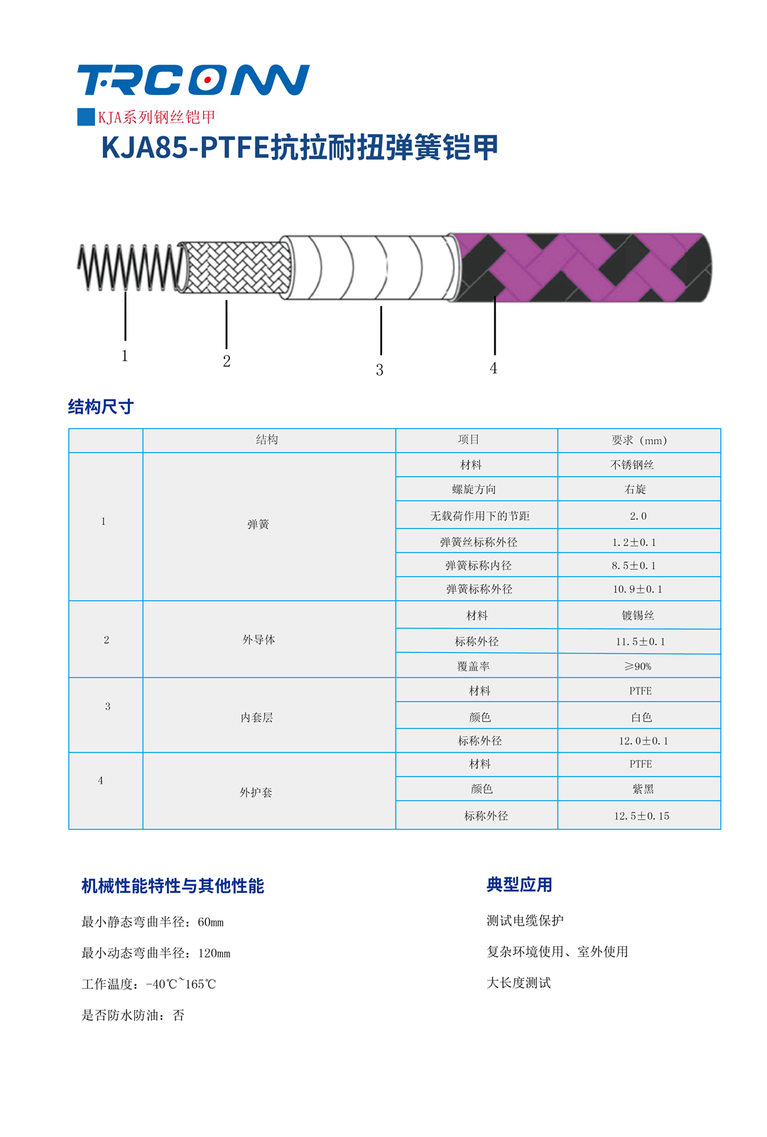 trconn电缆规格书_KJA85-PTFE