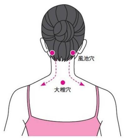 指禅推法,然后在颈肩部的督脉,手三阳经的部分俞穴如风池,风府,肩内俞