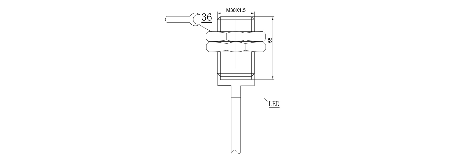 M30标准壳体55mm齐平出线