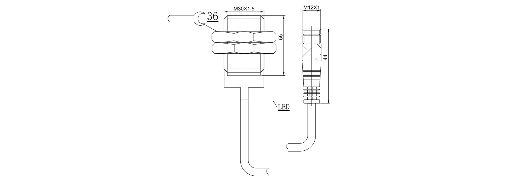 M30x1.5mm齐平带P12猪尾插头