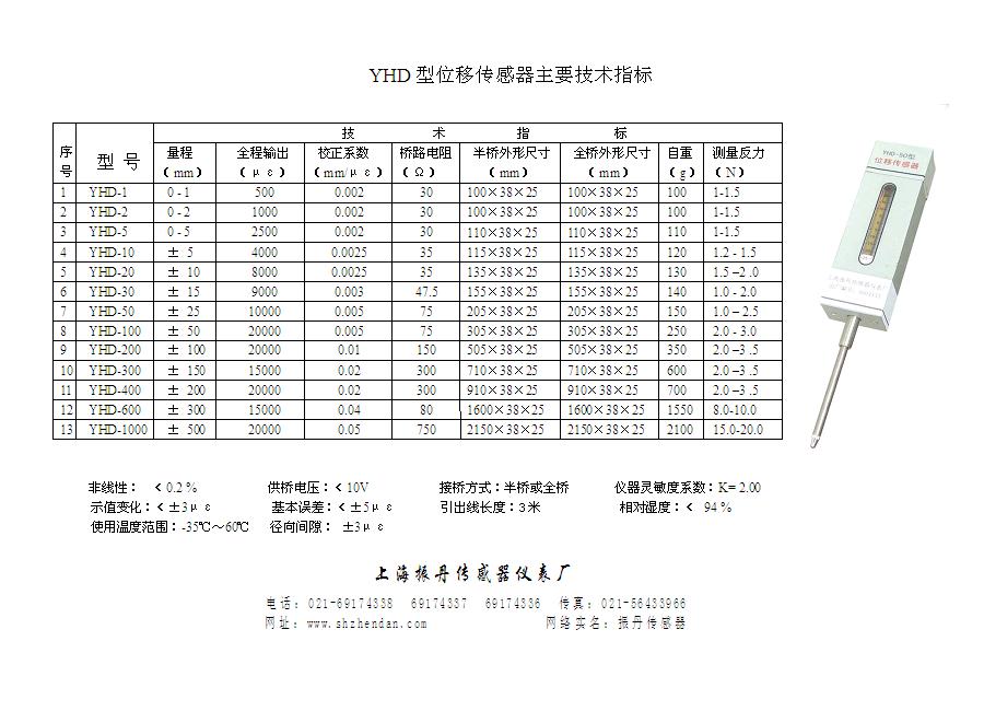 YHD-系列技术指标-2011-YHD网说