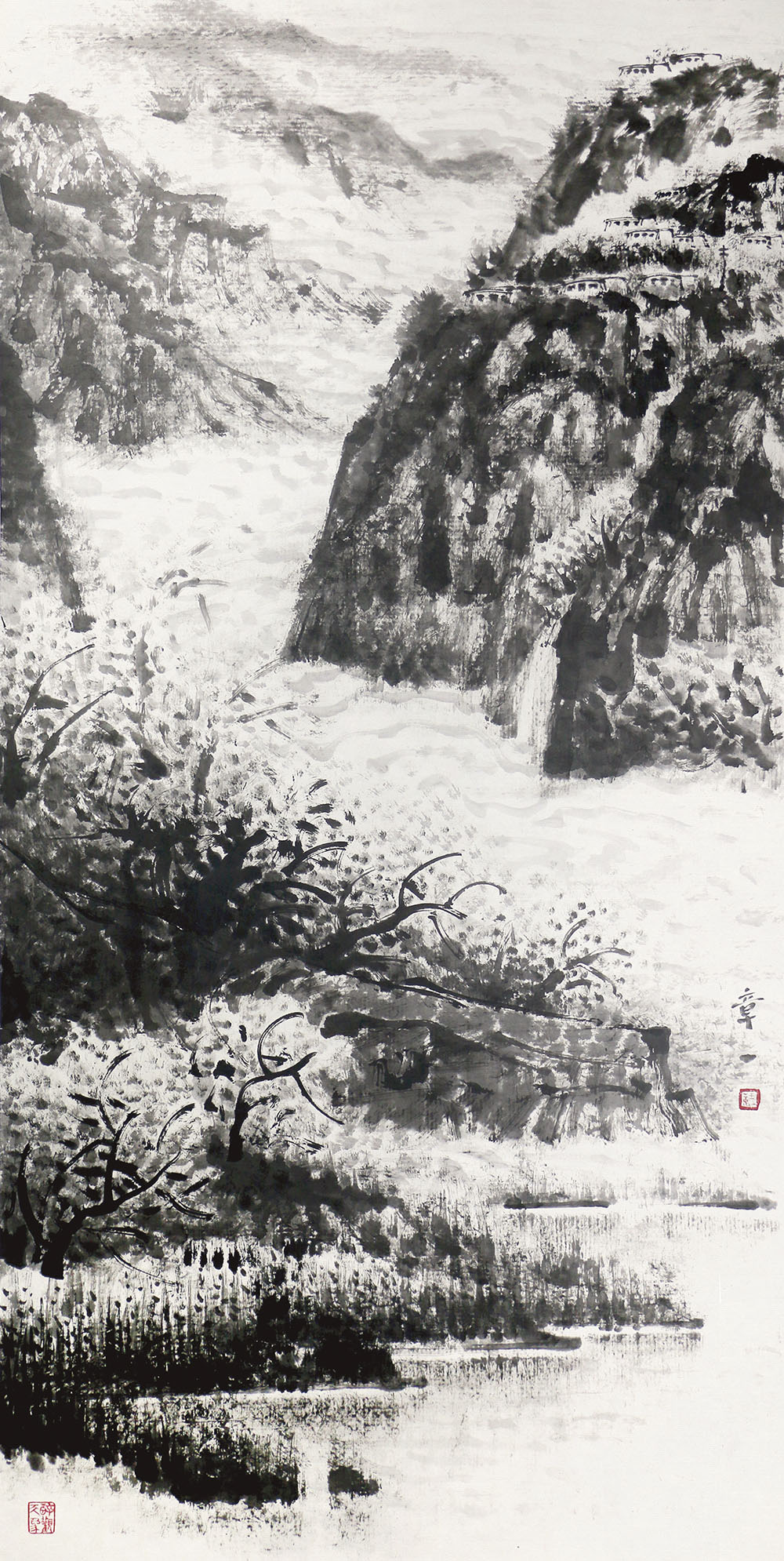 王章一《春润人家》136×68cm