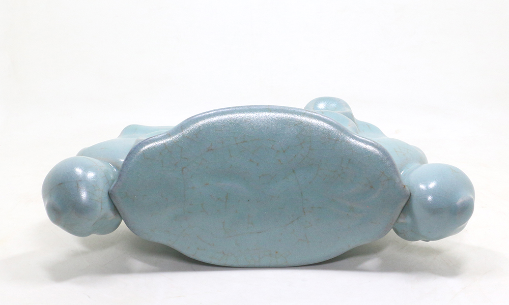 【多寶屋】■宋時代　汝窯　天青釉　刻花紋　童子枕　大磁枕　極品NC41■