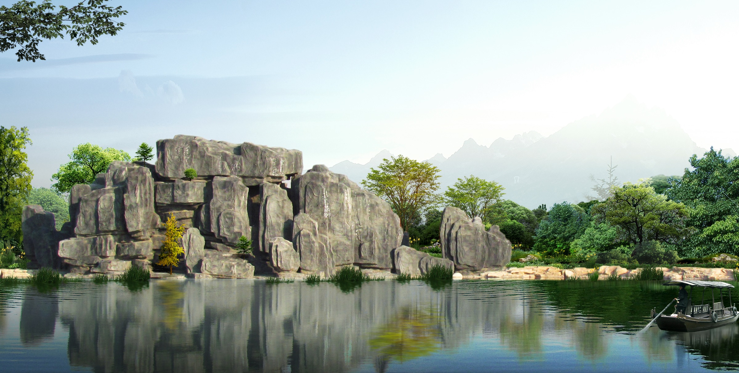 雄壮河湾北岸景观