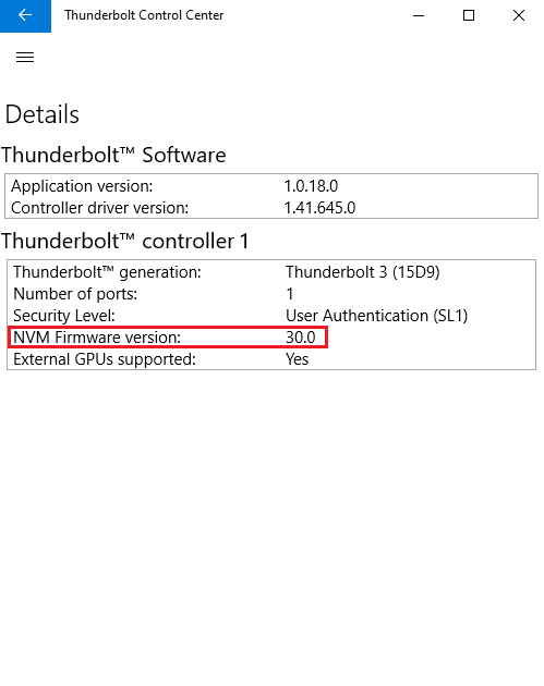 Thunderbolt control center