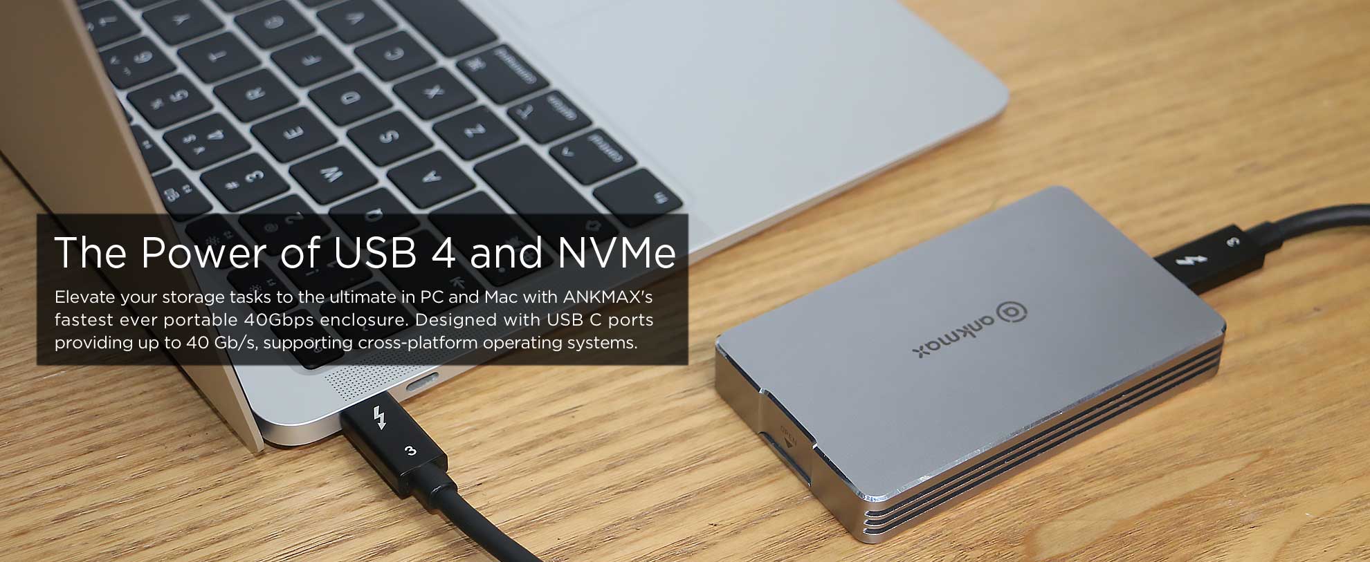 Ankmax USBC 40Gbps Enclosure for NVMe M.2 SSD, UC4M2 USB Type-C 40Gbps  Interface Compatible with Thunderbolt 4/3 USB4.0/3.1/3.0, Tool-Free  Aluminum