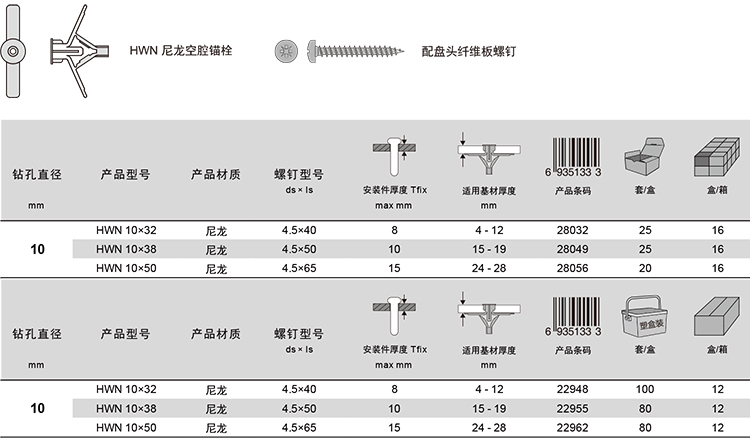 HWN配螺钉-明细