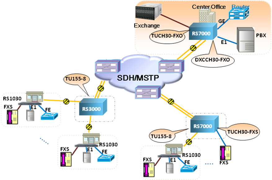 PCM Multi-service Optical Terminal (RS1030) Application