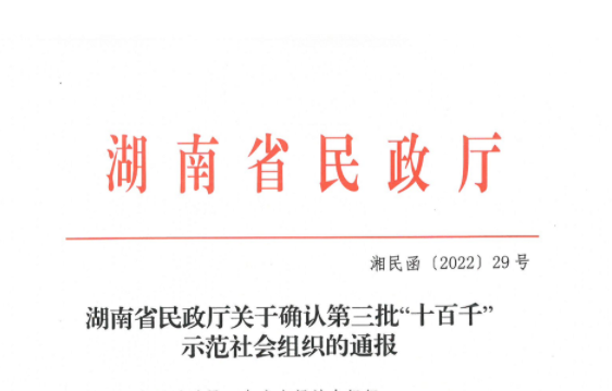 湖南省电力行业协会获湖南省“十百千”示范社会组织