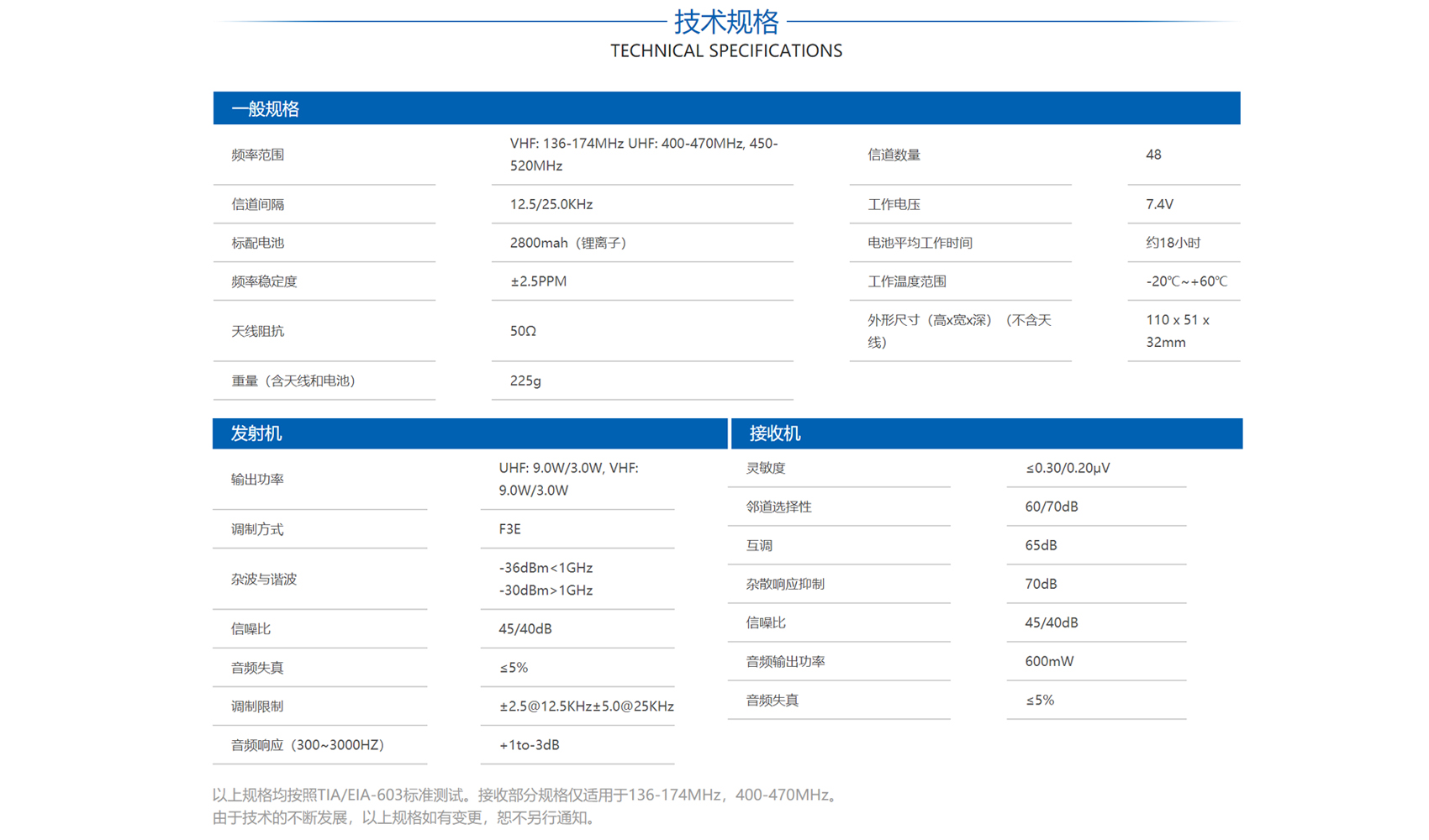 灵通8000对讲机参数