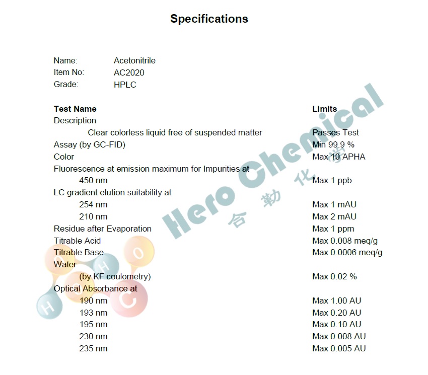 AC2020-HPLC乙腈SPEC