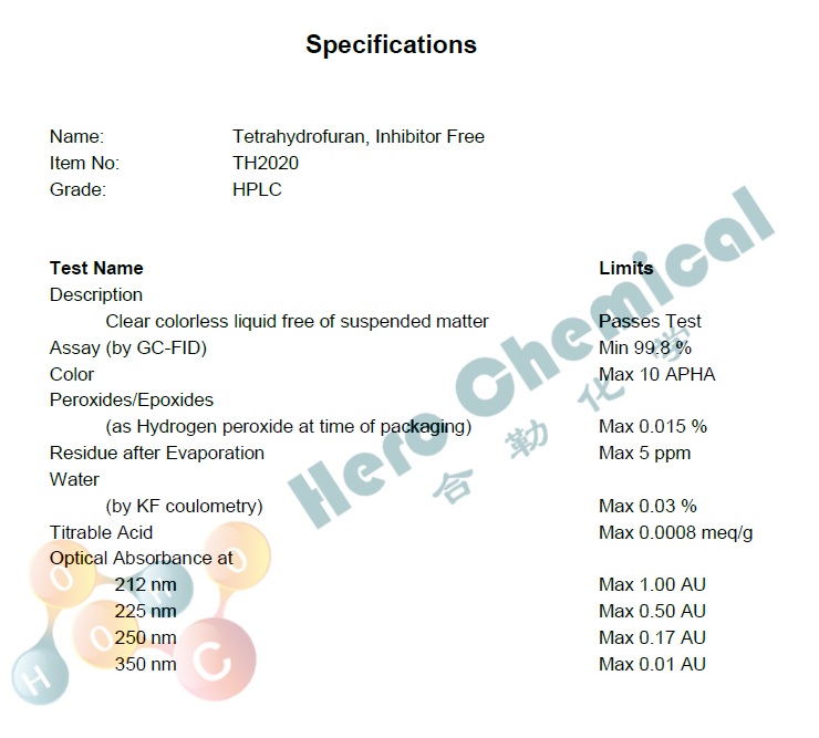 TH2020-HPLC四氢呋喃SPEC