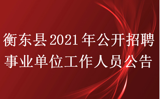 衡东县2021年公开招聘事业单位工作人员公告