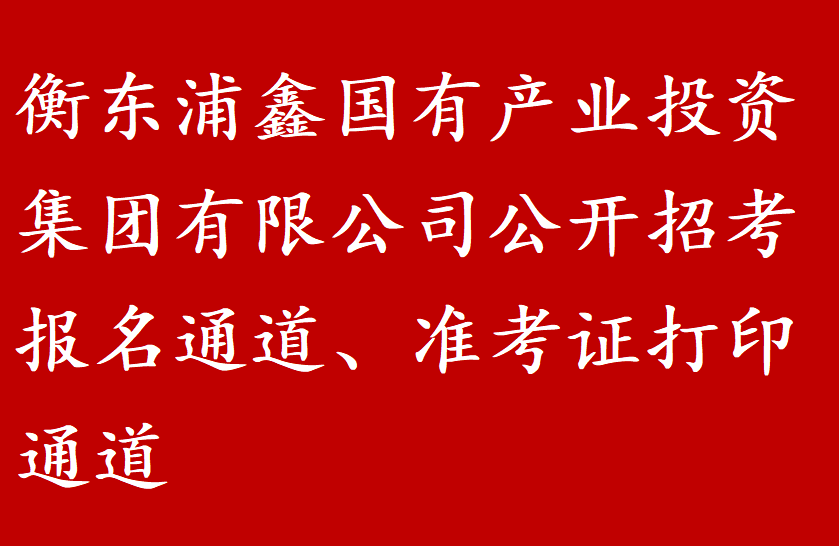 衡东浦鑫国有产业投资集团有限公司公开招考报名通道、准考证打印通道