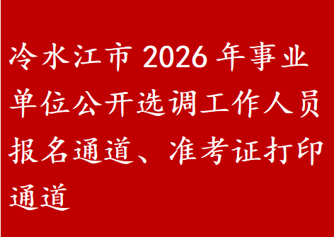 冷水江市2026年事业 单位公开选调工作人员报名通道、准考证打印通道
