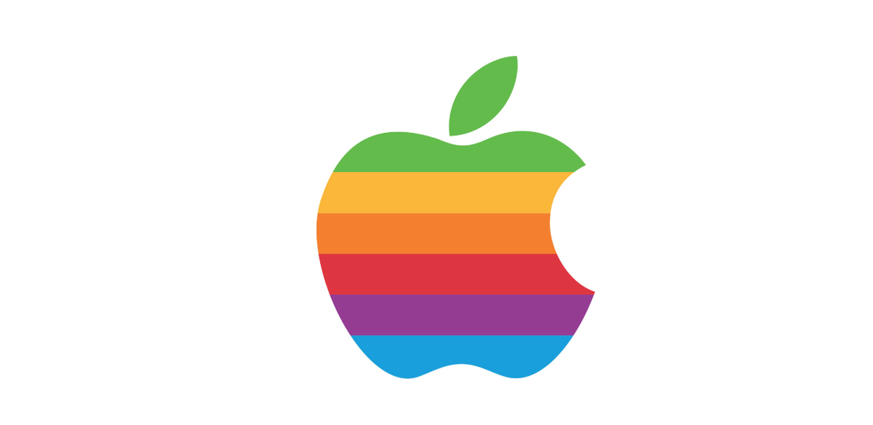 Rob Janoff设计的Apple标志苹果商标的1977年“彩虹”版本。