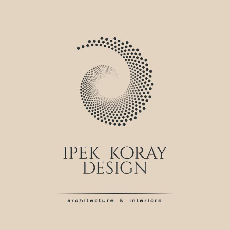 点以斐波那契螺旋排列，文字为“ Ipek Koray Design”