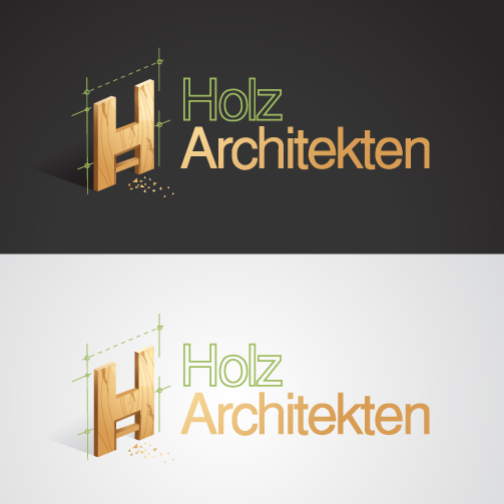 字母H设计为看起来像是木头制成的，文字为“ Holz Architekten”