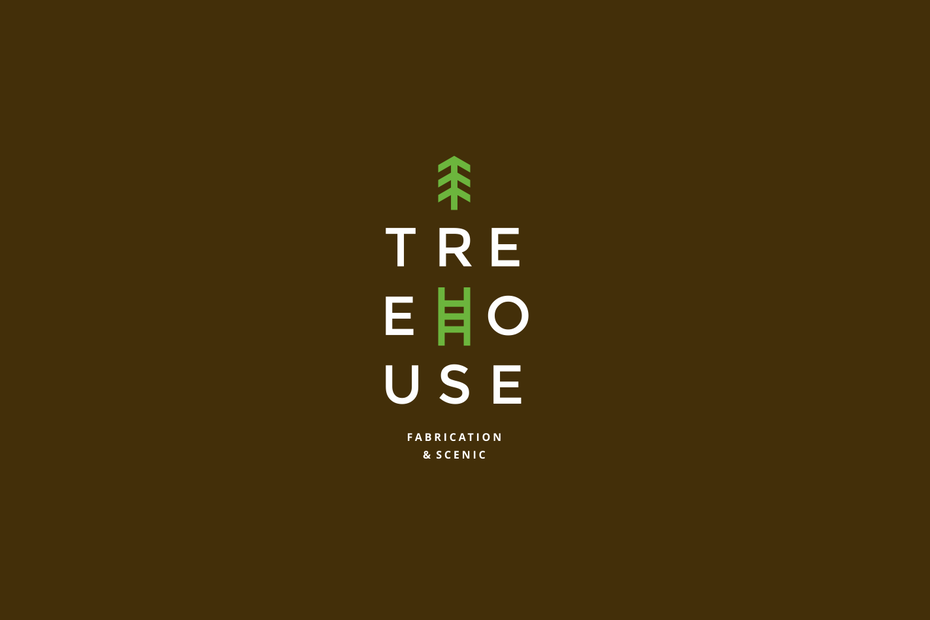 “ Treehouse”（树屋）一词以网格图案拼出，并装饰有树的图像和梯子的图像