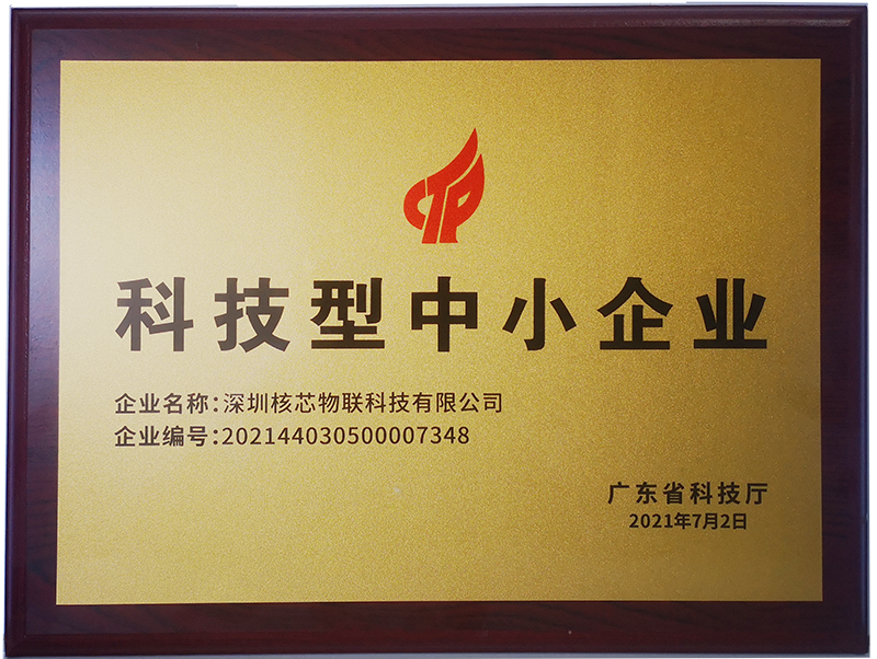 核芯物联荣获广东省科技厅认证科技型中小企业