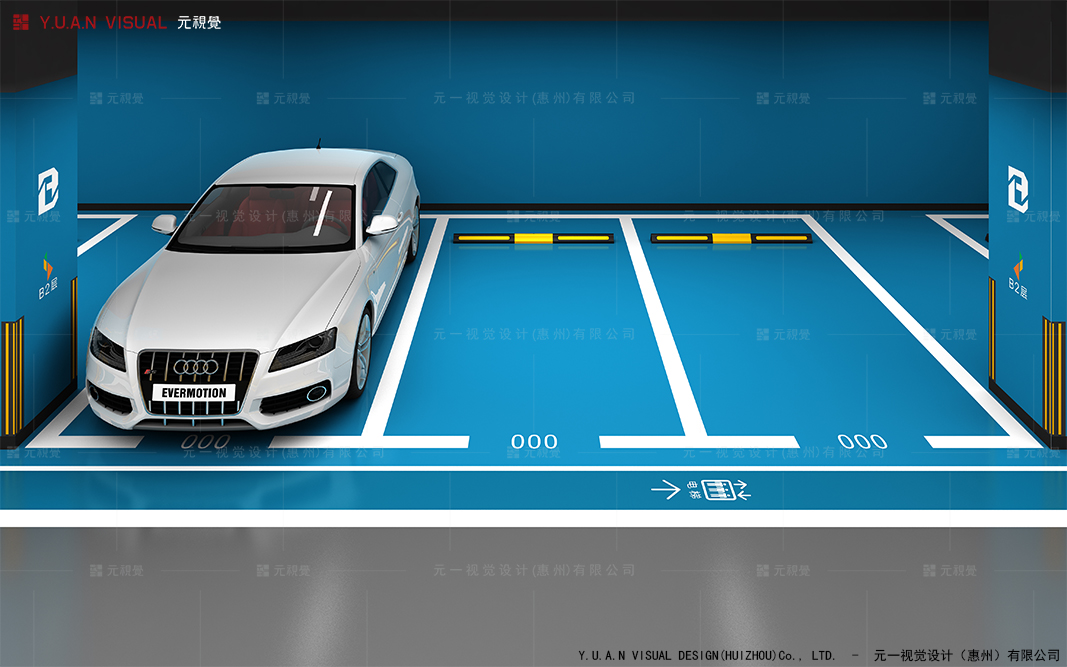 商业停车场设计车位特写效果图